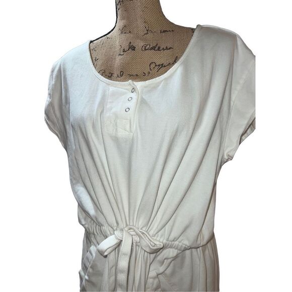 Woolrich Solid White Tie Waist Scoop Neck Short Sleeved Women’s Dress size XL - Picture 10 of 13